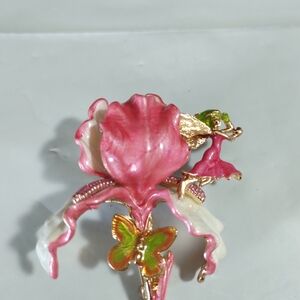 Fashion Jewelry Pink and Green Floral Brooch